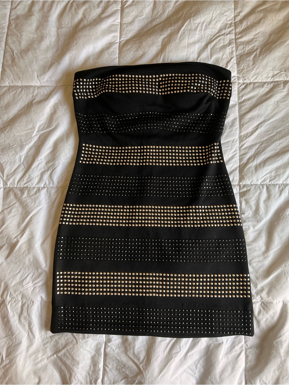 Forever 21 Black Strapless Studded Mini Dress